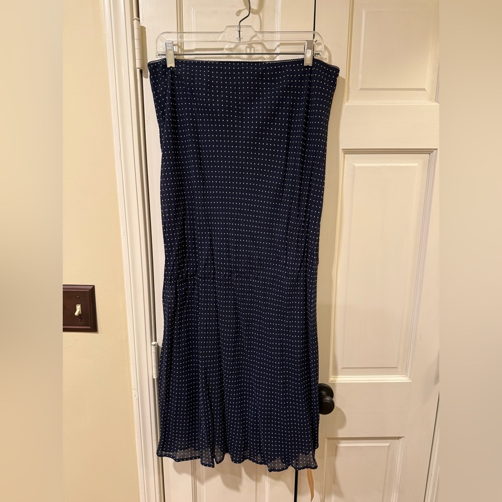 Reformation Layla navy blue white polka dot maxi midi skirt 12 - Picture 2 of 6
